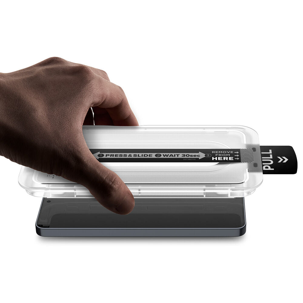 Spigen EZ Fit Pro tray installation process for Galaxy S26+ step-by-step