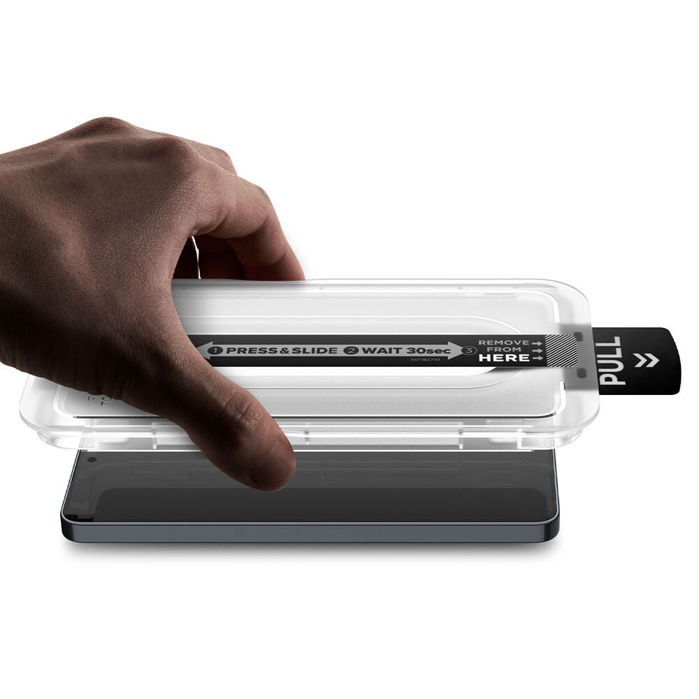 Spigen EZ Fit Pro tray installation process step by step for Galaxy S26