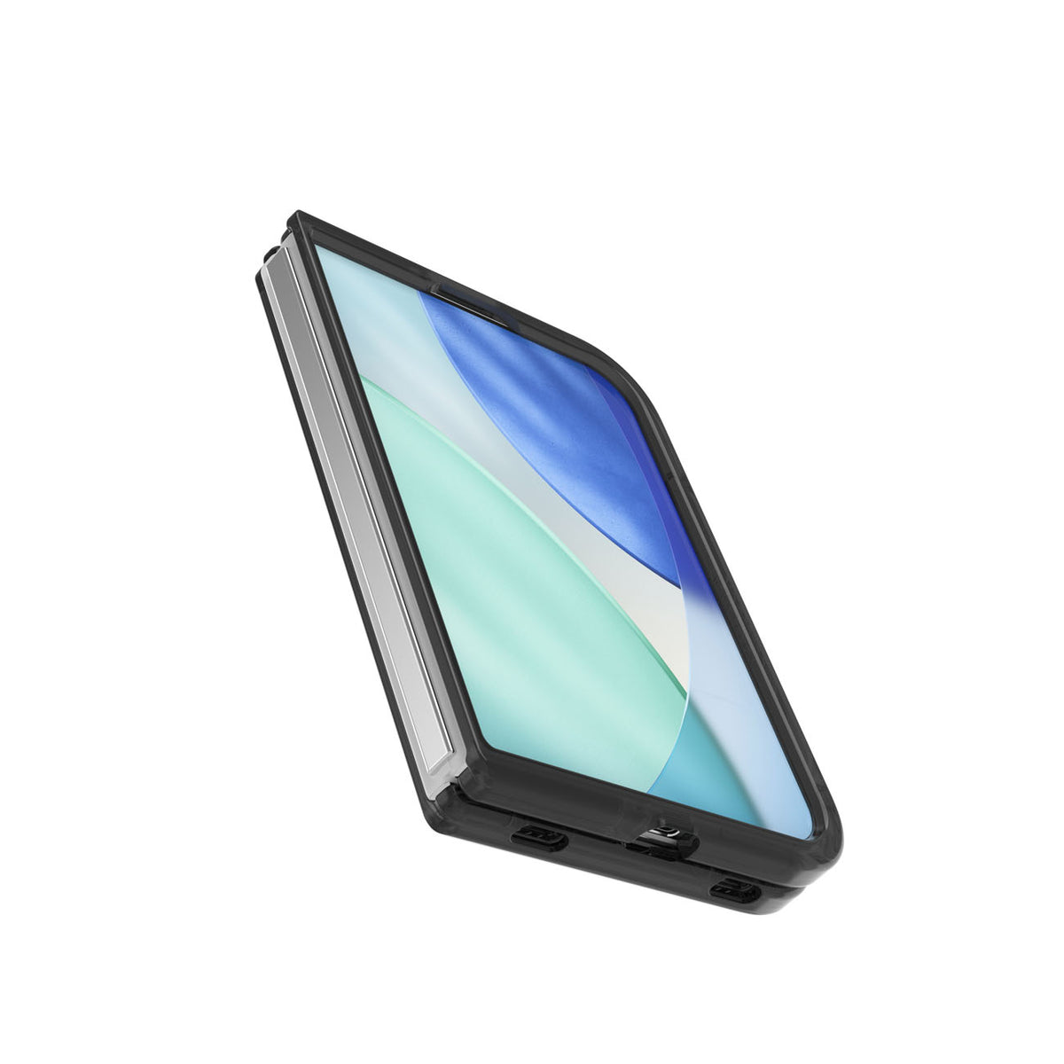OtterBox Lumen case for iPhone Duo in Black, angled front view
