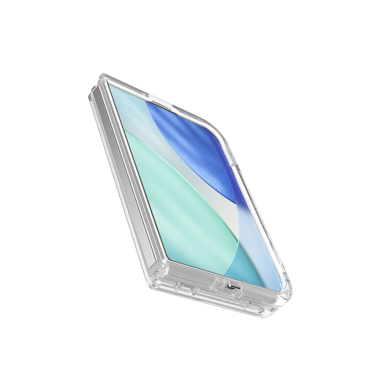 OtterBox Lumen case for iPhone Duo in Clear, angled front view