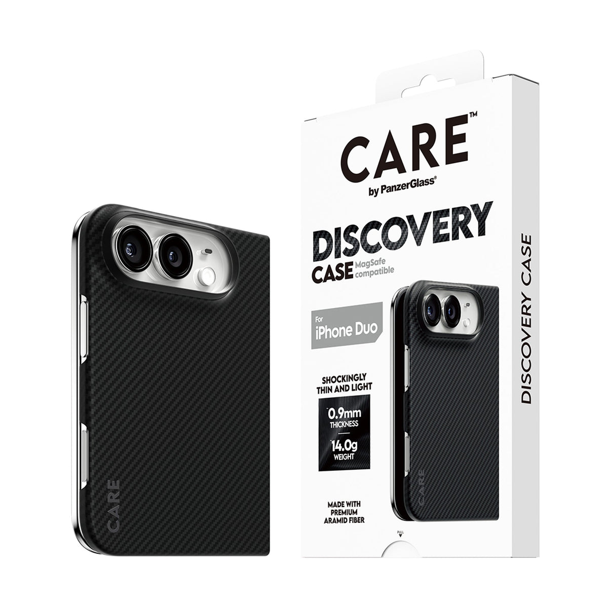 CARE by PanzerGlass Discovery case for iPhone Duo with retail packaging