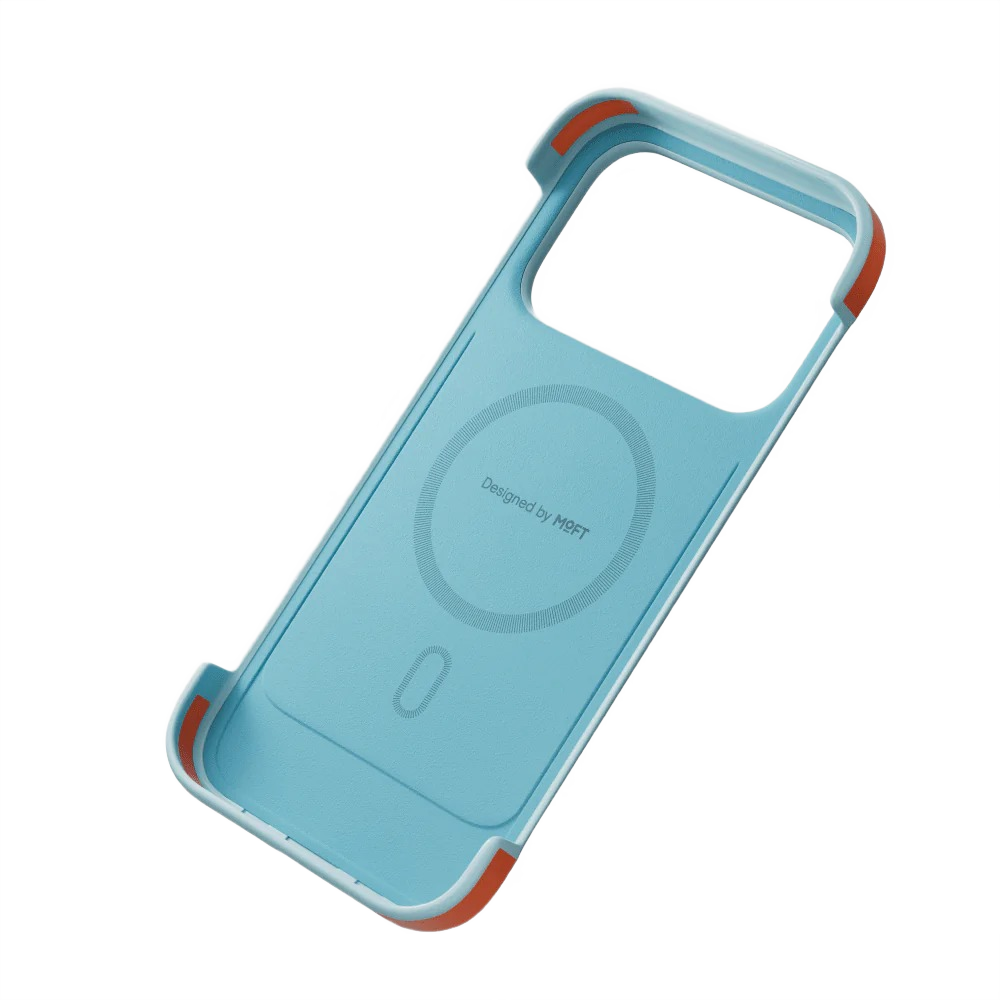Raised camera bezel shielding the lenses on the MOFT Frame case for iPhone 17 Pro Max