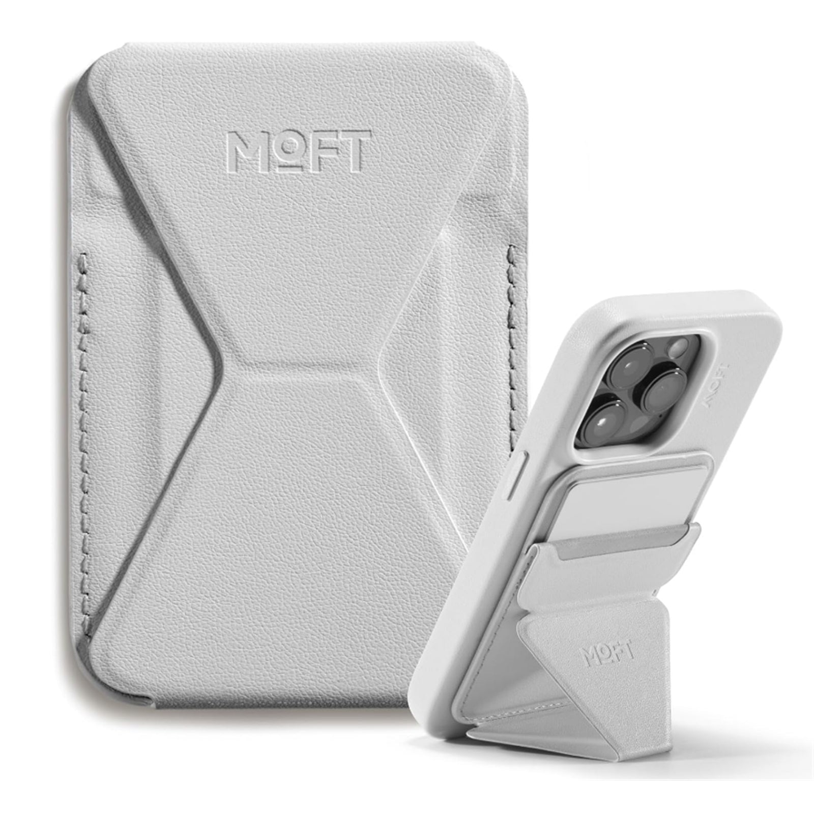 MOFT Snap-On MagSafe phone stand and wallet in Misty Cove MOVAS vegan leather