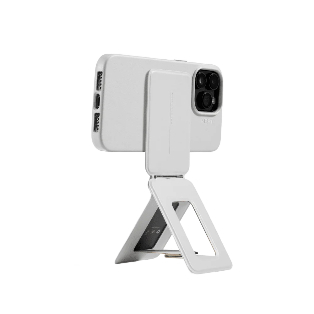 MOFT Snap tripod wallet folded flat against the back of a phone