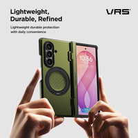 Spring-loaded hinge cover detail on VRS Terra Guard QuickStand Pro case