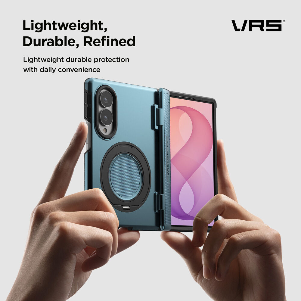 Spring-loaded hinge cover detail on VRS Terra Guard QuickStand Pro Z Fold 8 case