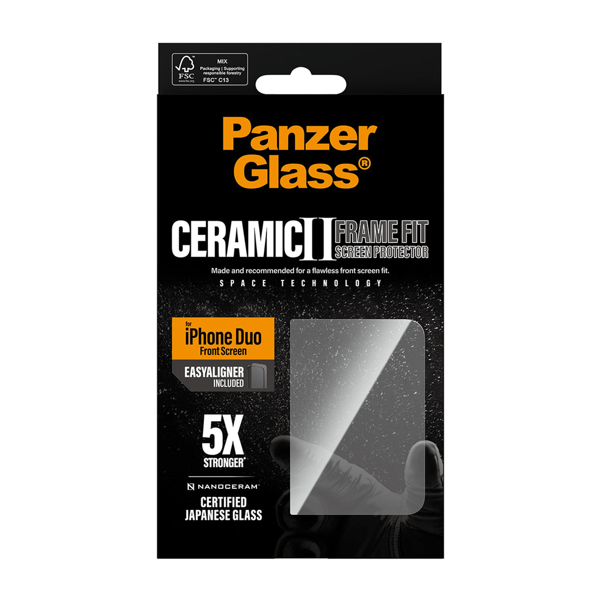 PanzerGlass Ceramic front screen protector for iPhone Duo, retail packaging
