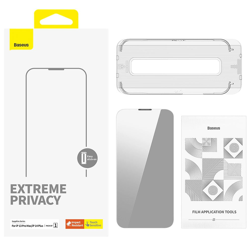 Baseus Sapphire Series Privacy Glass Protector For iPhone 13 Pro Max / 14 Plus