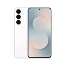 Refurbished Samsung Galaxy S25 FE 128GB in White — front and back view showing slim profile and triple-camera system