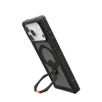 UAG Plasma XTE 360 case for iPhone 18 Pro Max in Black/Orange, kickstand in portrait