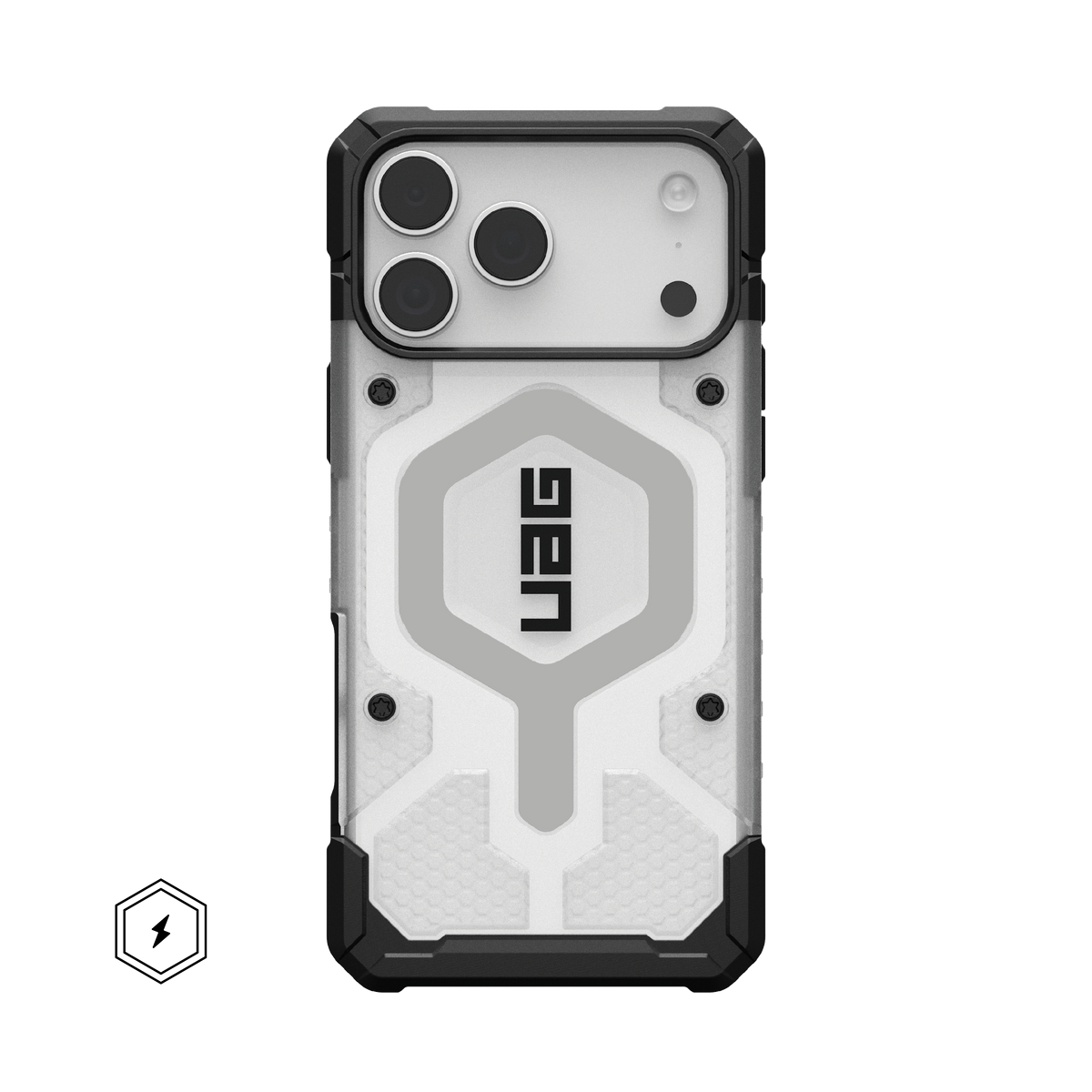 UAG Pathfinder Clear case for iPhone 17 Pro Max and 18 Pro Max in Ice/Silver, back