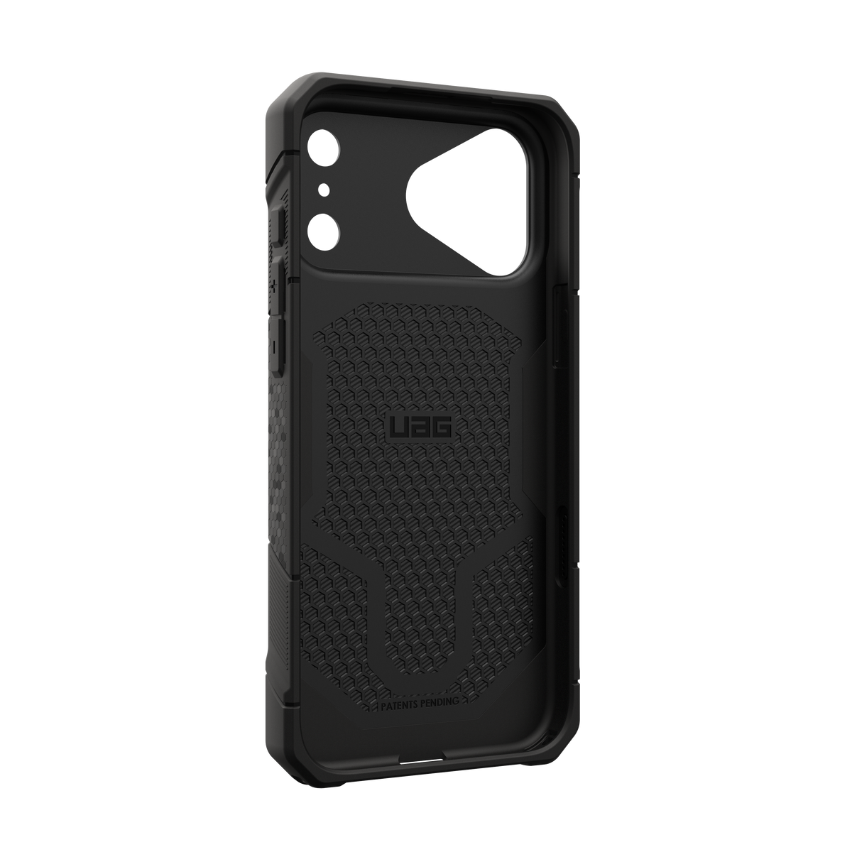 UAG Monarch Pro case for iPhone 18 Pro Max in Titanium, angled