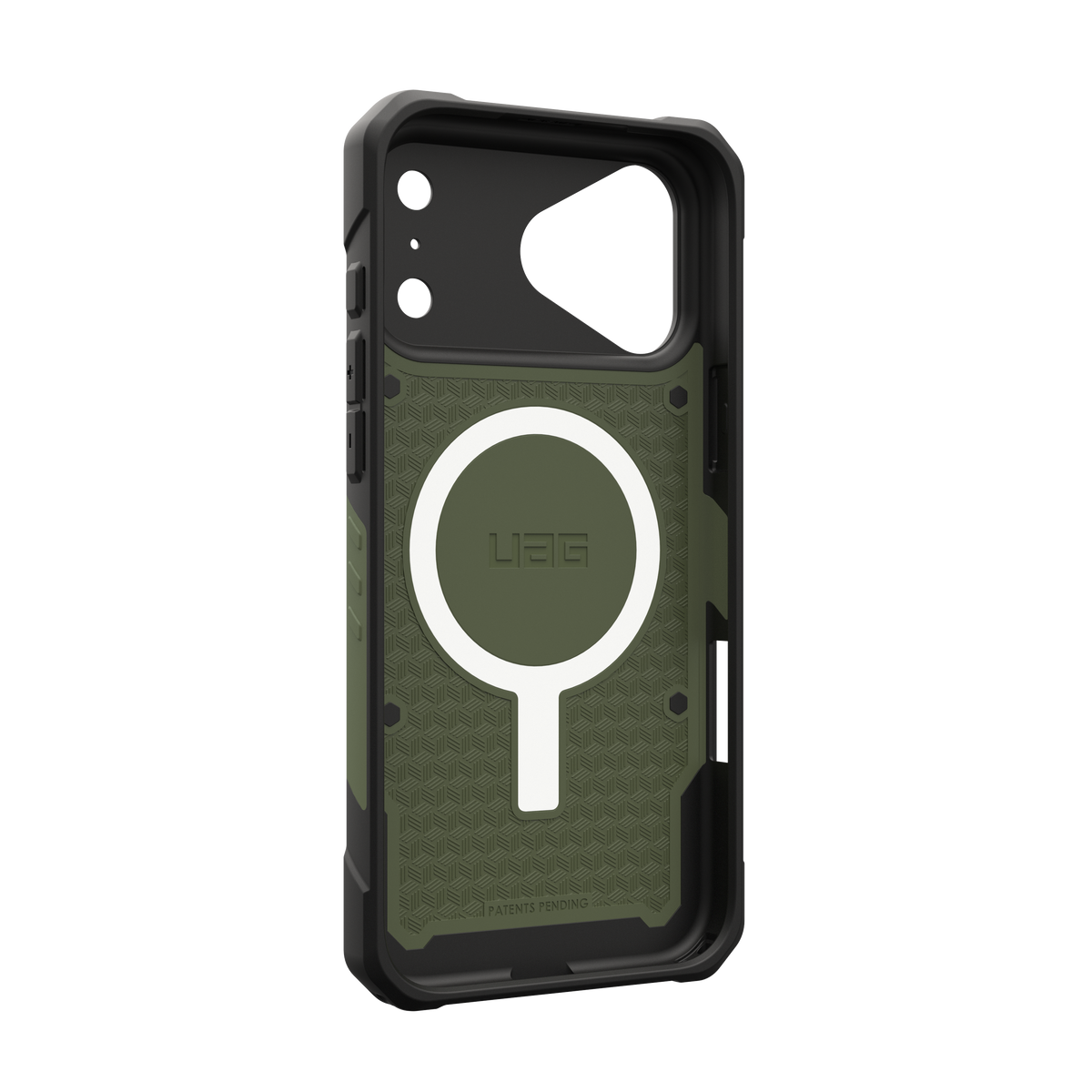 UAG Pathfinder case for iPhone 18 Pro Max in Olive Drab, angled