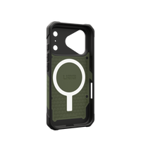 UAG Pathfinder case for iPhone 18 Pro in Olive Drab, angled