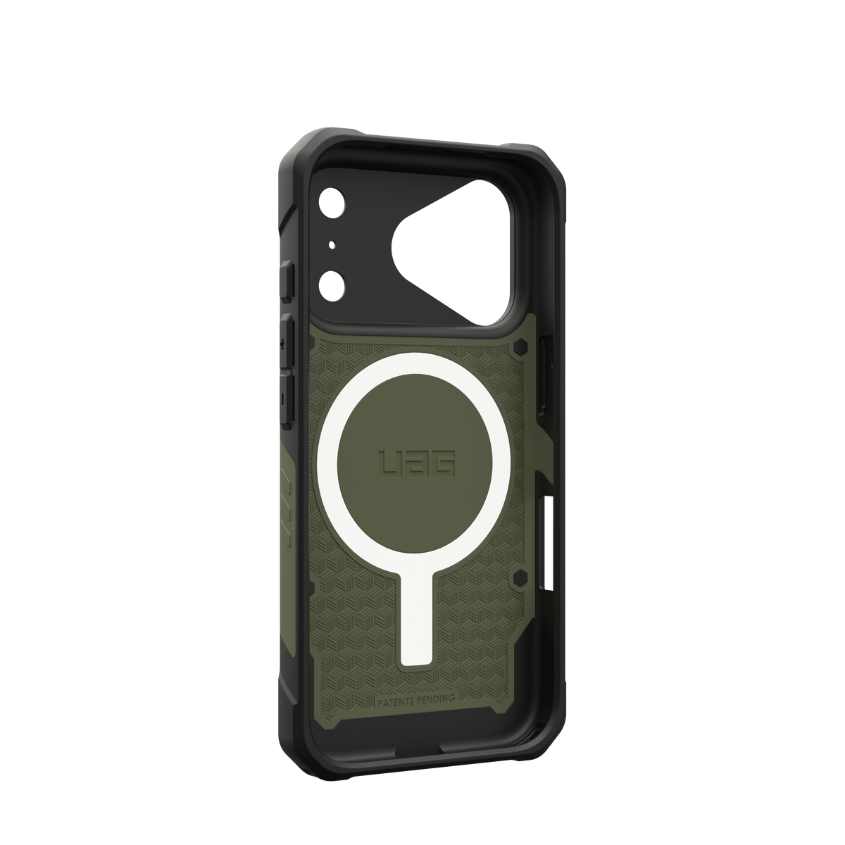 UAG Pathfinder case for iPhone 18 Pro in Olive Drab, angled