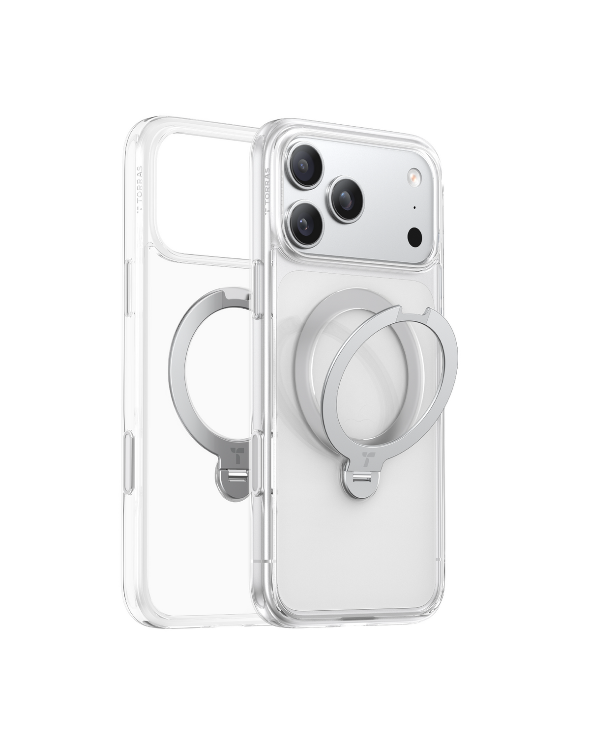 Torras Ostand Q3 Spin case for iPhone 18 Pro Max in Clear