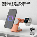 REDEFYNE Qi2.2 25W 3-in-1 Portable Magnetic Wireless Charger
