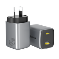 Two iQuick NANO ENERGY 2 45W chargers in gun metal showing the compact size
