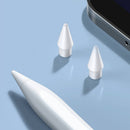 Baseus Smooth Writing stylus tips shown beside the stylus and an iPad edge