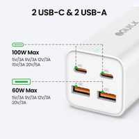 iQuick 100W GaN charging station shown with its power cable
