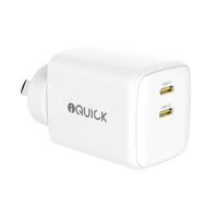 iQuick NANO ENERGY 2 45W dual USB-C GaN wall charger in white