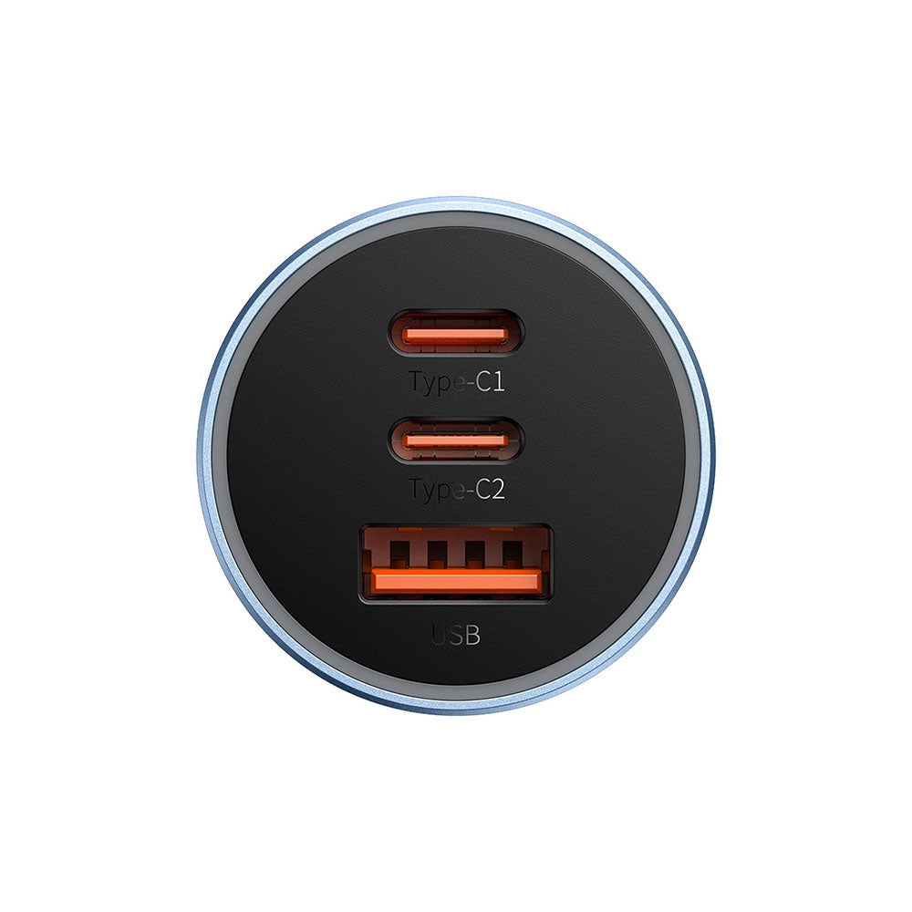 Baseus Golden Contactor Pro 65W charger Grey — installed in car socket