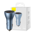 Baseus Golden Contactor Pro 65W Triple Port Car Charger in Grey — full metal housing