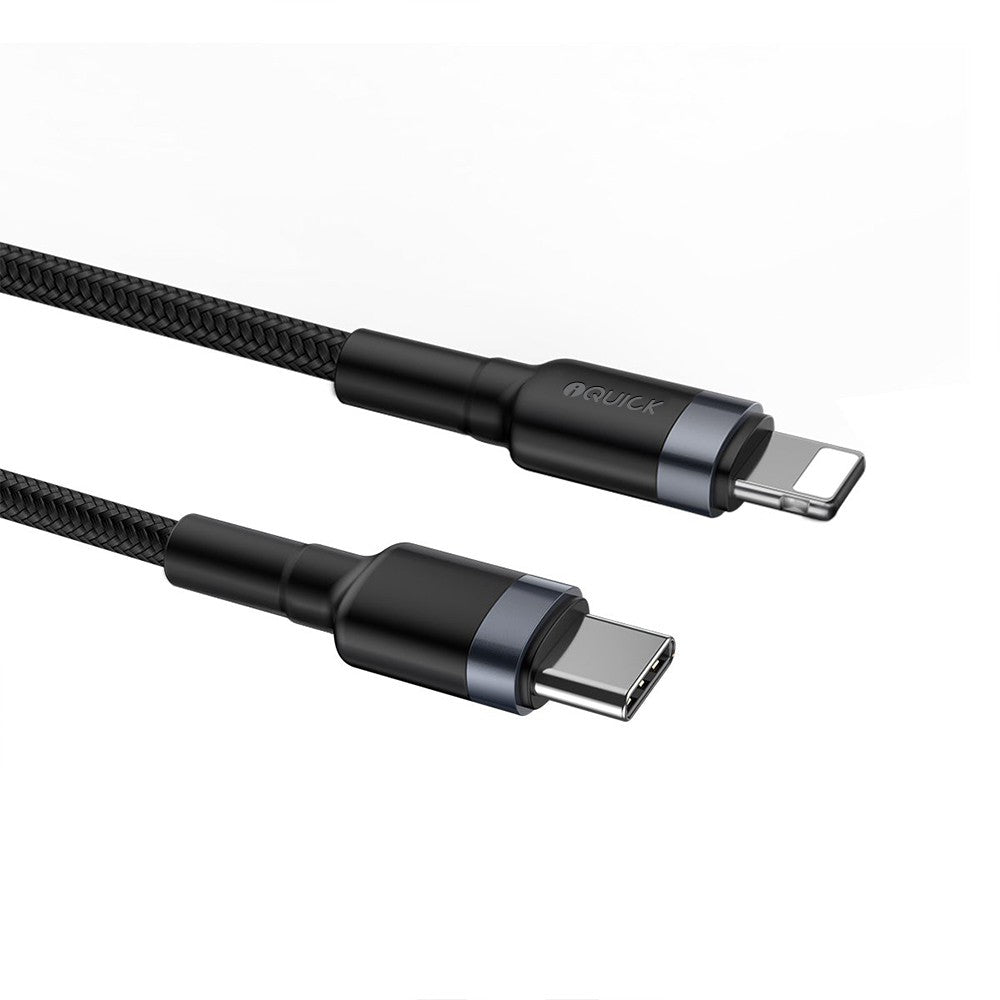 iQuick Braided USB-C to Lightning Charging Cable 3M -Black