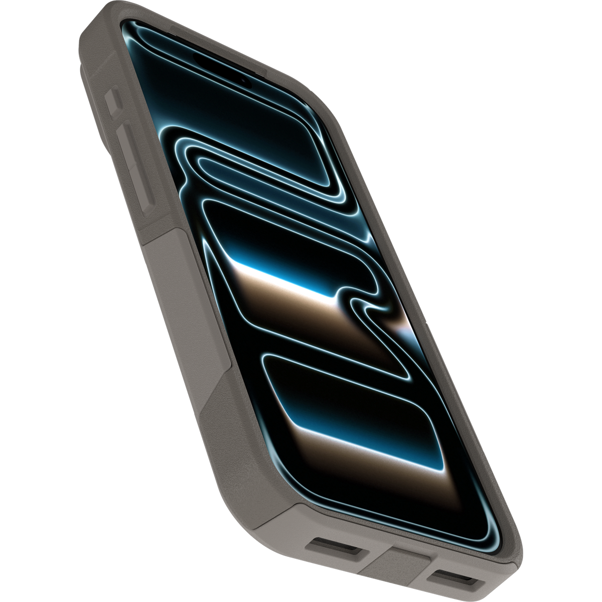OtterBox Commuter case for iPhone 17 Pro in Grey Comfort, angled
