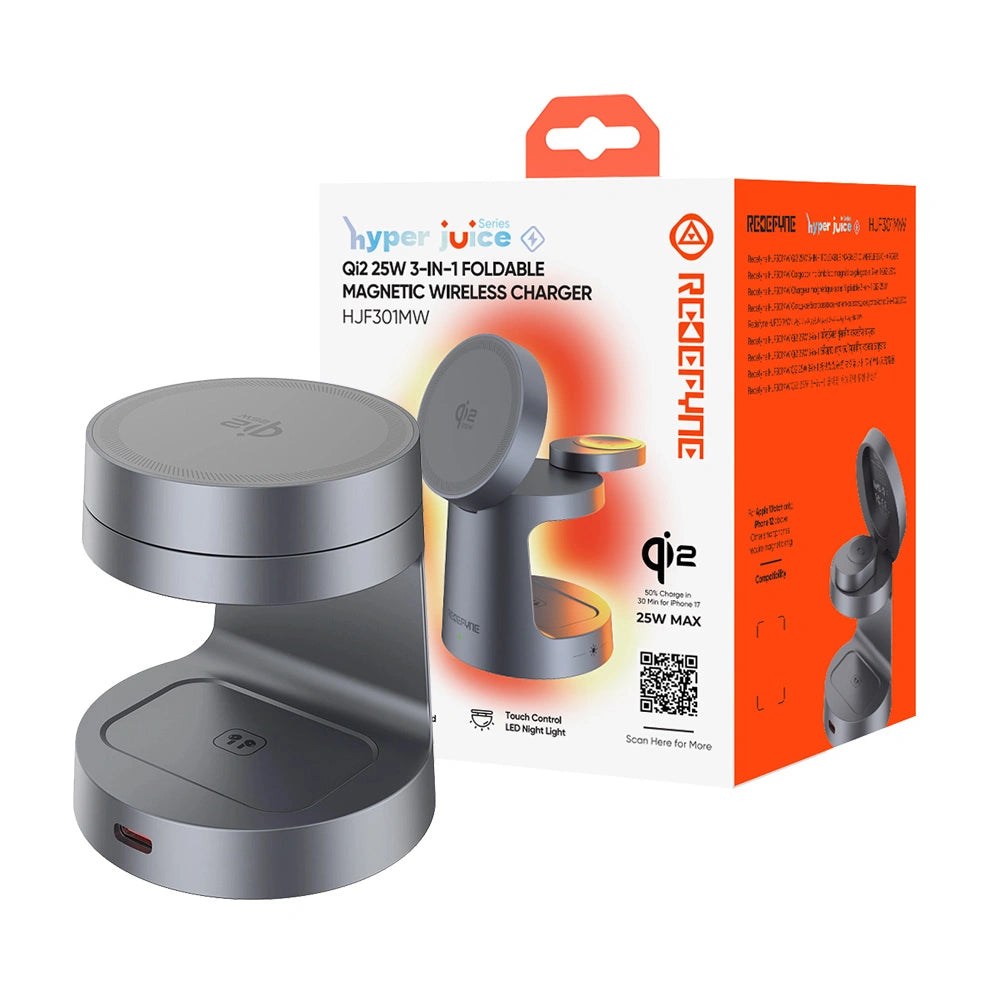 REDEFYNE Qi2.2 25W 3-in-1 Foldable Magnetic Wireless Charging Station