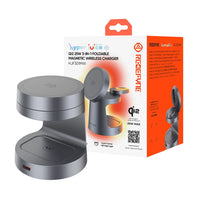 REDEFYNE Qi2.2 25W 3-in-1 foldable magnetic wireless charging station in gun metal-1