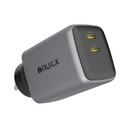iQuick NANO ENERGY 2 45W charger in gun metal, angled view of the two USB-C ports