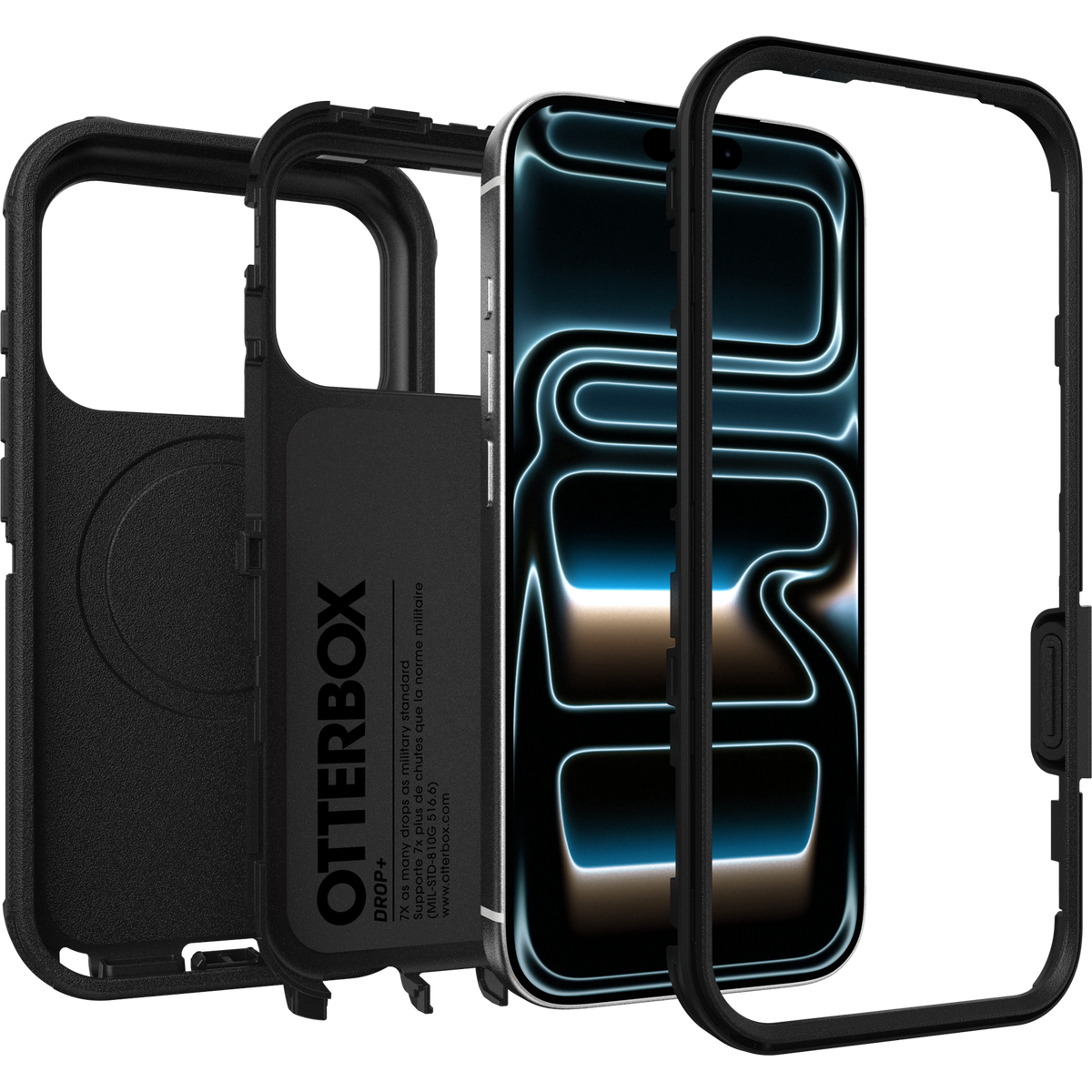 OtterBox Defender Pro three layer construction: inner shell, foam backing and outer cover