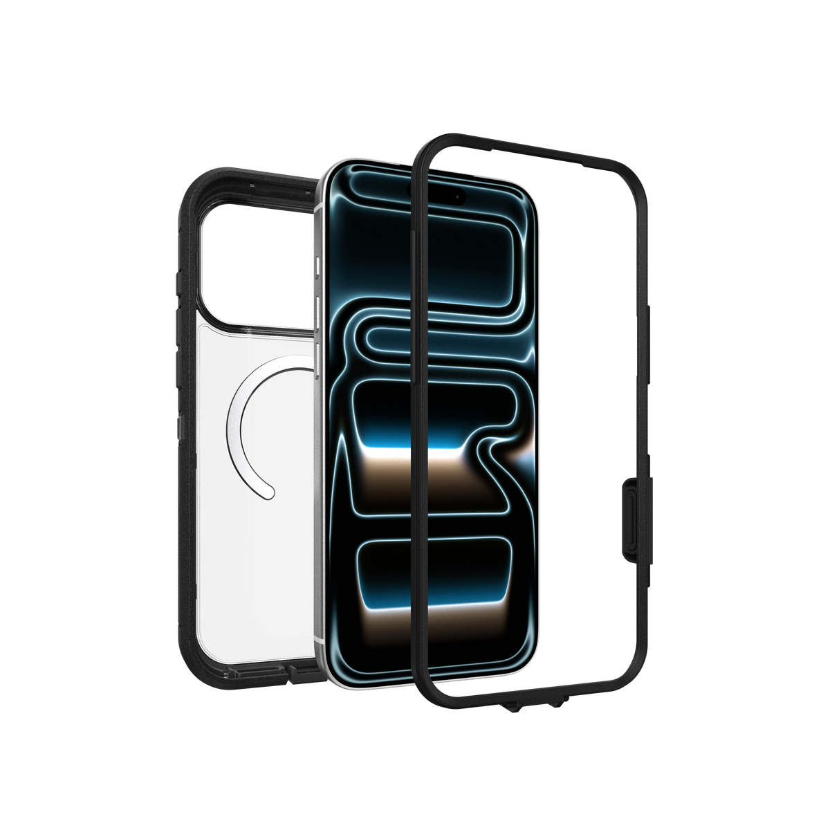 OtterBox Defender Pro XT dual layer construction, clear shell and rubber frame