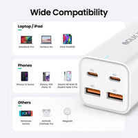 iQuick 100W GaN charging station charging four devices at once