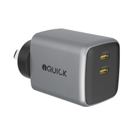iQuick NANO ENERGY 2 45W dual USB-C GaN wall charger in gun metal