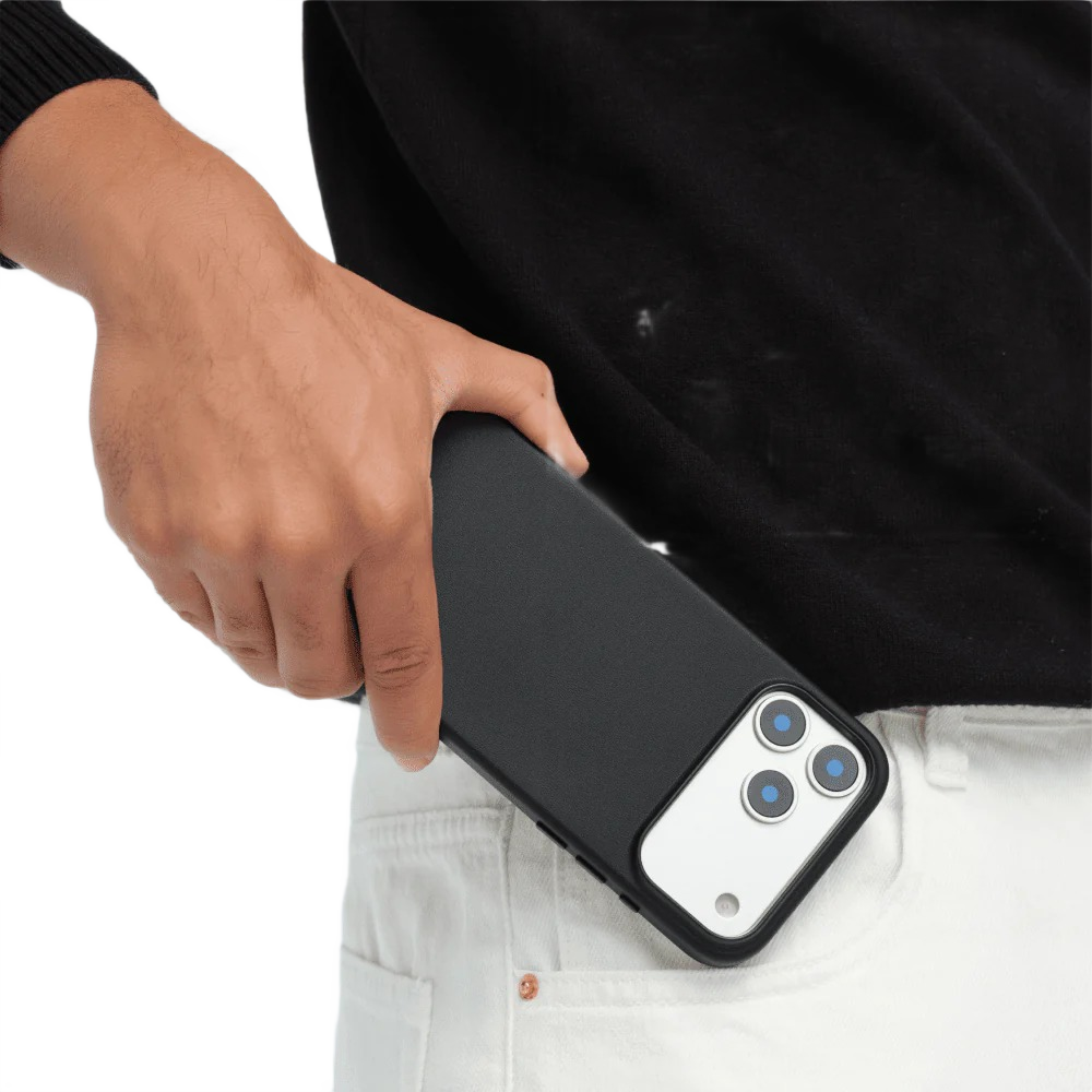 MOFT Snap case for iPhone 17 Pro shown with a MOFT Snap stand accessory attached