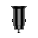 iQuick car charger plugged into car socket — blue LED indicator lit