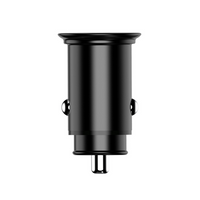 iQuick car charger plugged into car socket — blue LED indicator lit