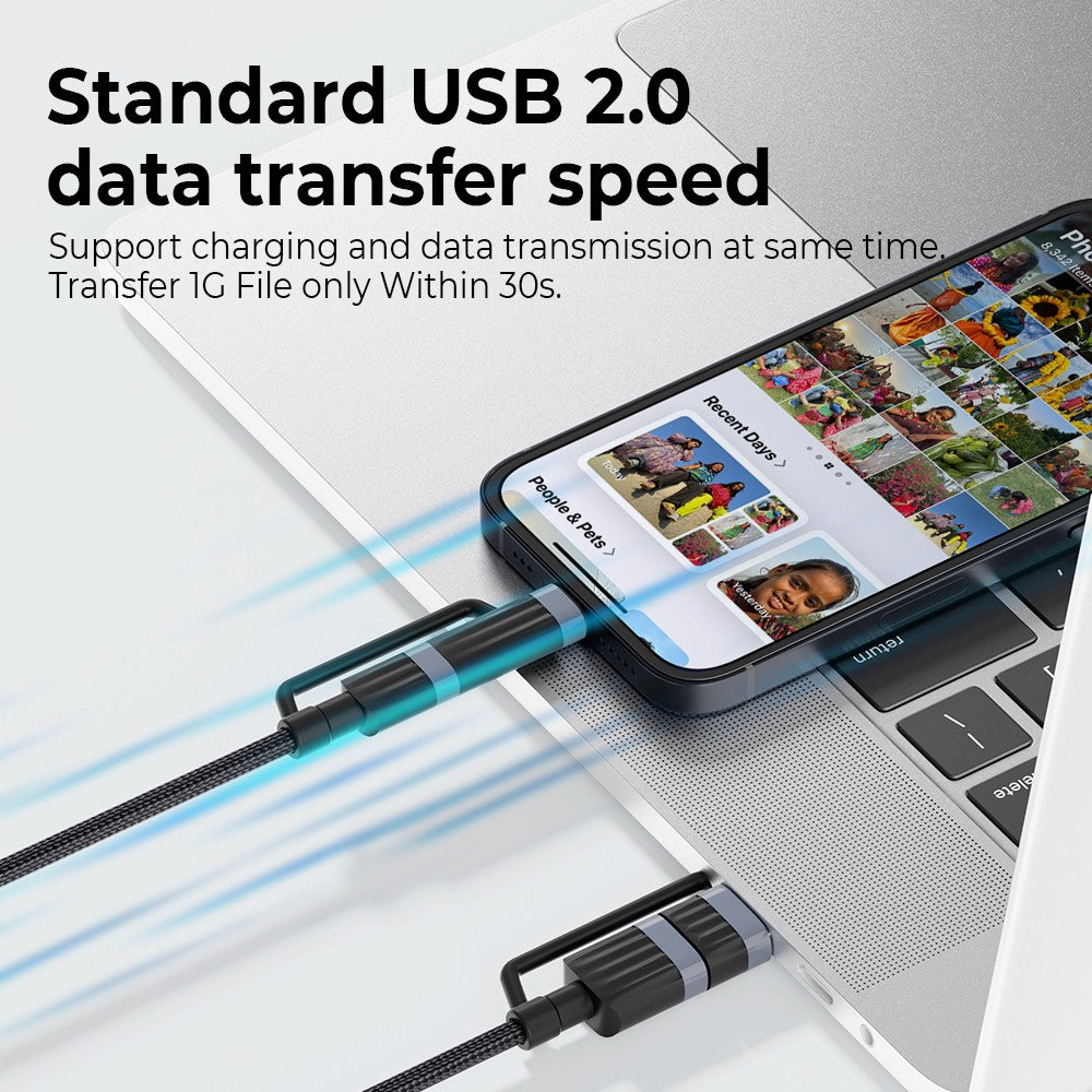 iQuick TransWire I Series 4 in 1 Charging Data Cable 1.2m -Black