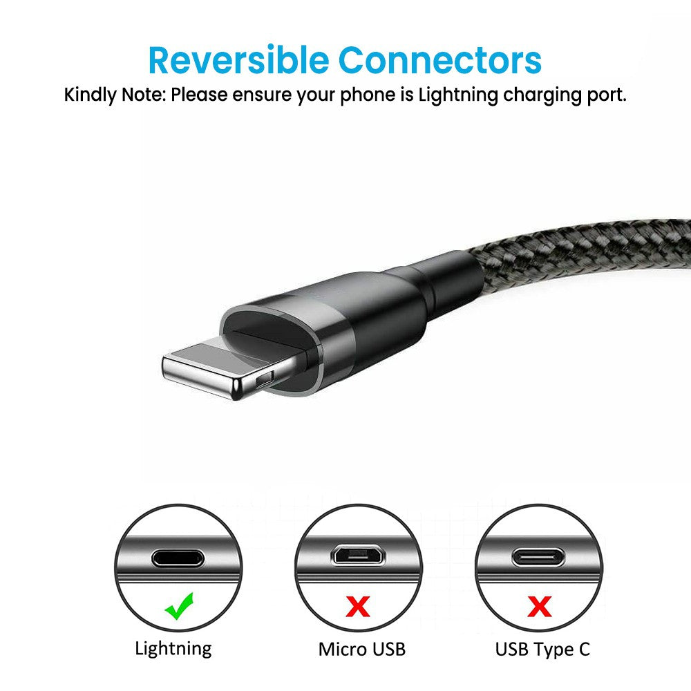 iQuick Braided USB-C to Lightning Charging Cable 2M -Black