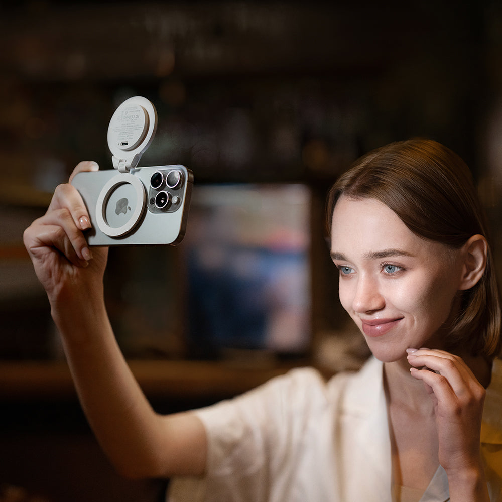 PGYTECH MagGlow lighting a selfie at night