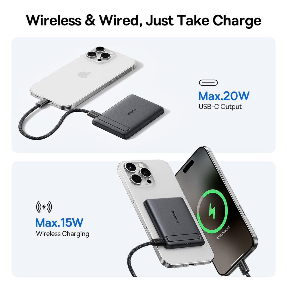 Baseus PicoGo AM31 Qi2 Ultra-Mini Magnetic Power Bank with Kickstand