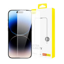 Baseus Sapphire HD tempered glass screen protector for iPhone 14 Pro Max - packaging and protector