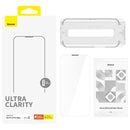 Baseus Sapphire HD glass protector kit for iPhone 14 Pro Max - install tray, glass and cleaning tools