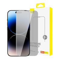 Baseus Sapphire privacy tempered glass screen protector for iPhone 14 Pro Max - packaging and privacy glass