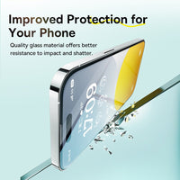 Impact resistance visual for Baseus Sapphire tempered glass on iPhone 15 Plus