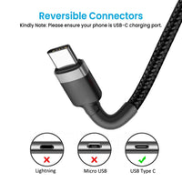 iQuick Braided USB-C to USB-C Fast Charging Cable 0.3M -Black