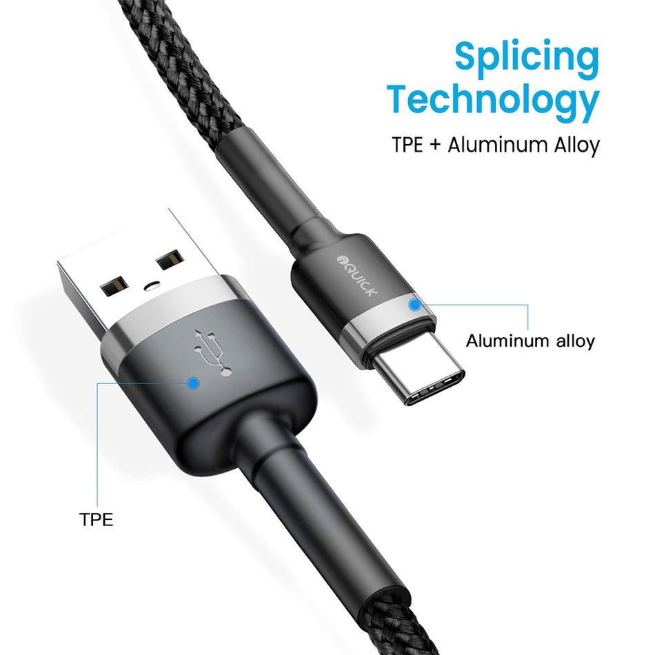 iQuick Braided USB-A to USB-C Cable 3M Black – OZ Tech Deals