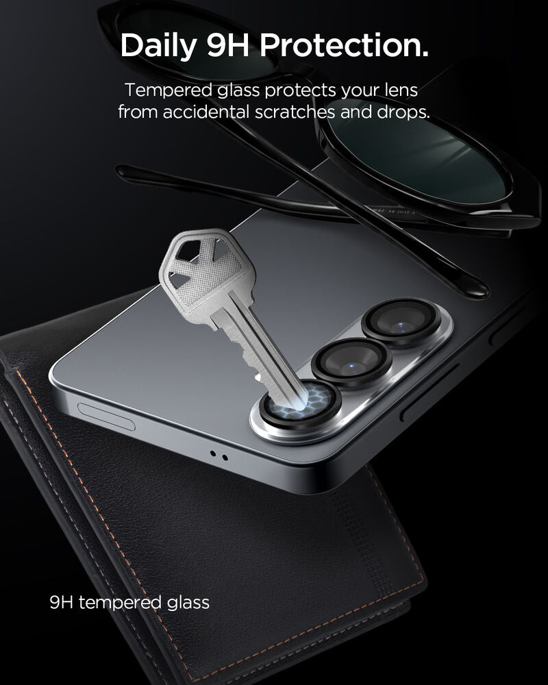 Spigen EZ Fit Optik Pro ultra-thin camera lens guard on Galaxy S26+
